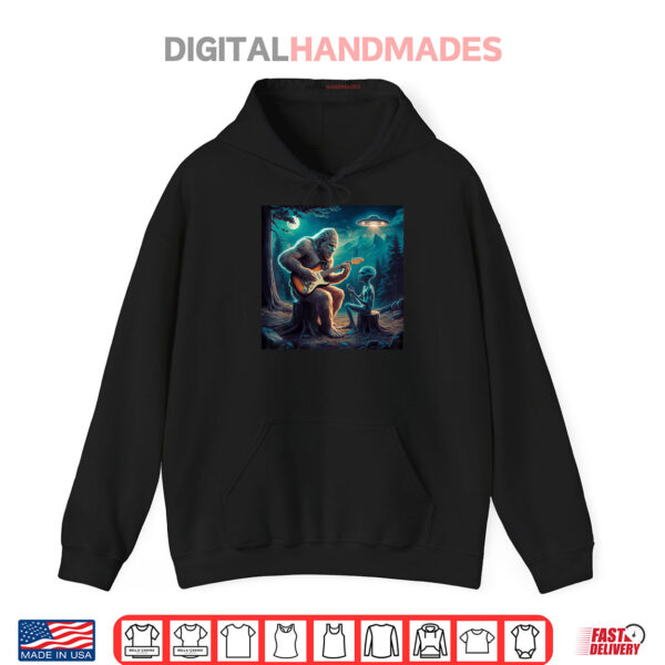 Hoodie Alien Bigfoot Guitar Sasquatch UFO Shirt
