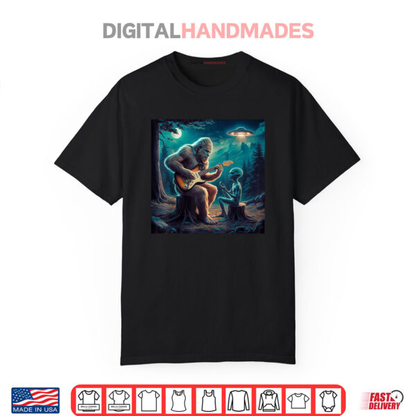 Alien Bigfoot Guitar Sasquatch UFO Shirt