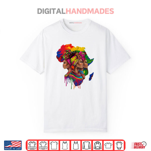 White T Shirt Black Woman African Map Traditional Women Girls Juneteenth Shirt