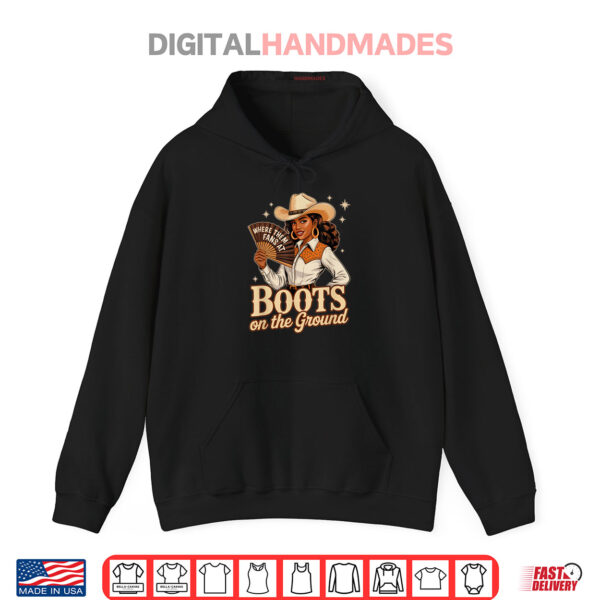 Hoodie Boots On Ground Juneteenth Black Cowgirl Western Texas Rodeo Shirt