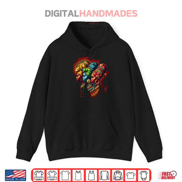 Hoodie Black Woman African Map Traditional Women Girls Juneteenth Shirt