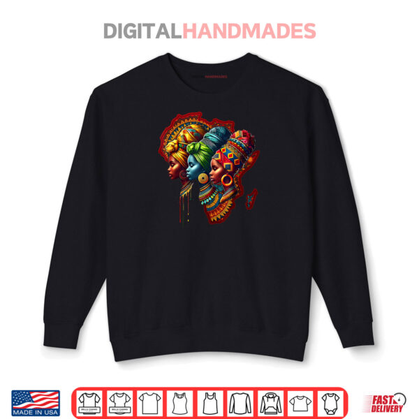 Sweatshirt Black Woman African Map Traditional Women Girls Juneteenth Shirt