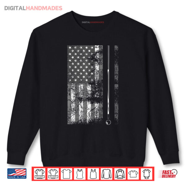 Sweatshirt American Flag Billiard Stick Cute Table Game Funny USA Shirt