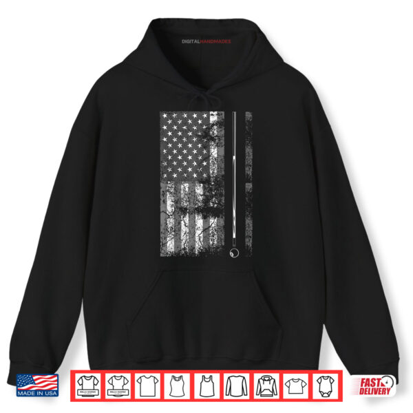 Hoodie American Flag Billiard Stick Cute Table Game Funny USA Shirt