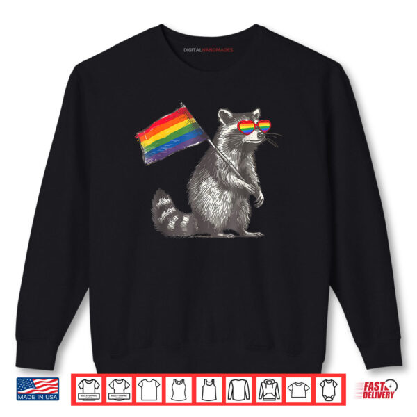 Sweatshirt Raccoon LGBT Sunglasses Rainbow Flag Gay Pride Month Shirt