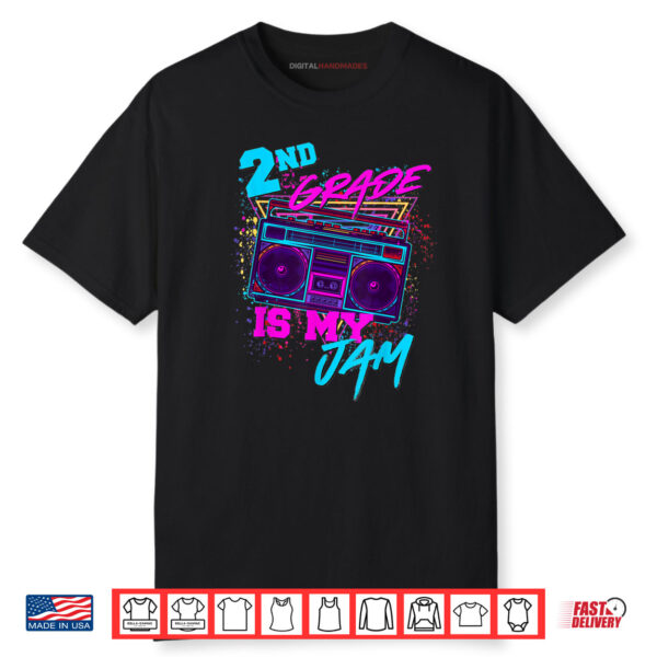 2nd Grade Is My Jam Vintage 80s 1980s Teacher Student Retro Shirt