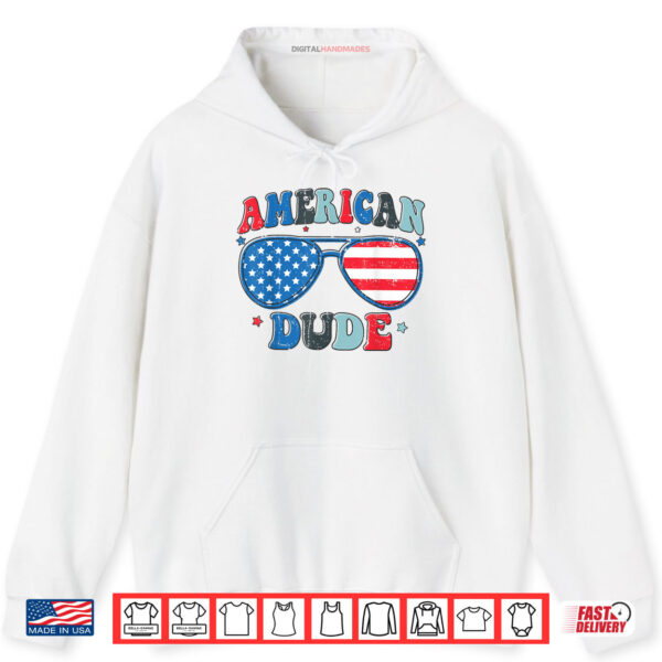 White Hoodie American Dude Sunglasses 4th Of July Patriotic Shirt digitalhandmades