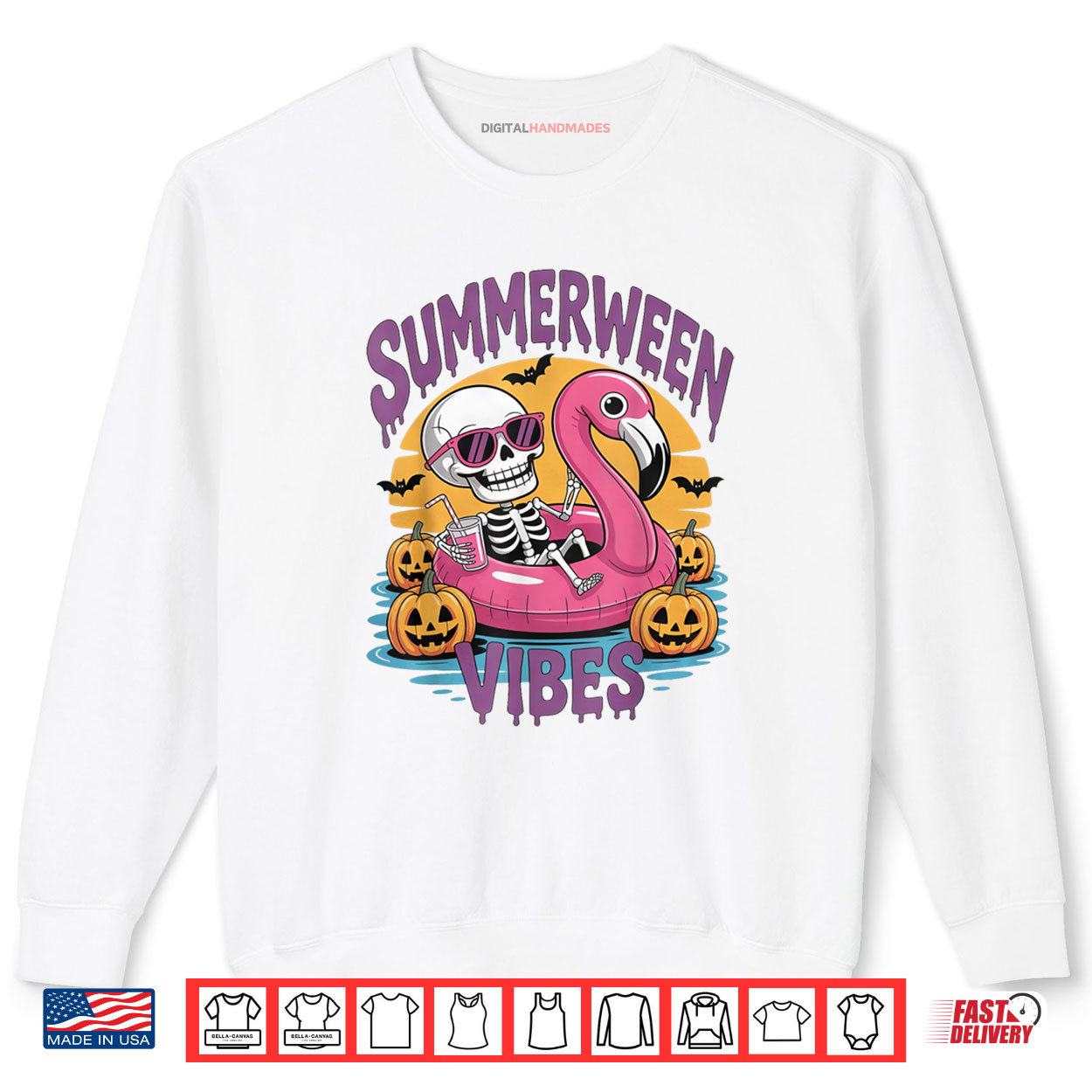 Summerween Vibes Skeleton Flamingo Spooky Halloween Summer Shirt 1 Sweatshirt Summerween Vibes Skeleton Flamingo Spooky Halloween Summer Shirt digitalhandmades