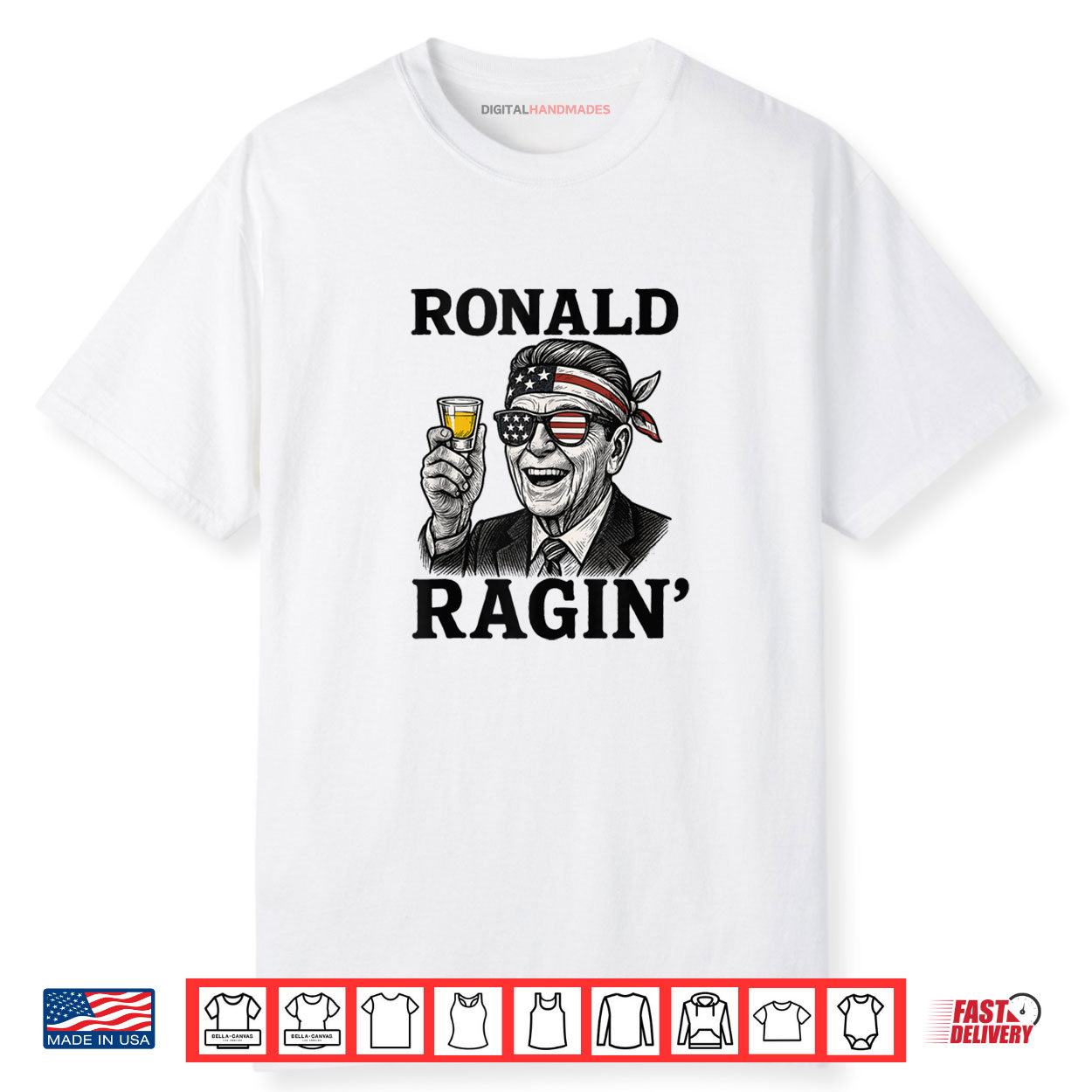 Funny Ronald Ragin USA Flag 4th of July Men Women Drinking Shirt