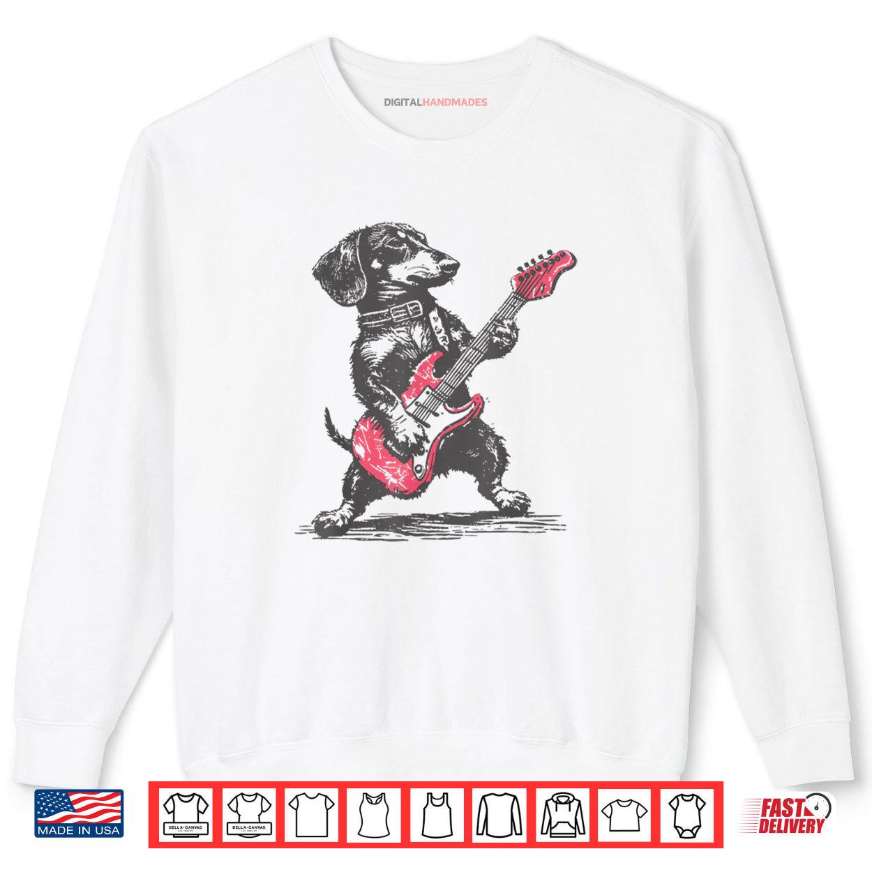 Dachshund Weenie Playing Guitar Shirt 1 Sweatshirt Dachshund Weenie Playing Guitar Shirt digitalhandmades