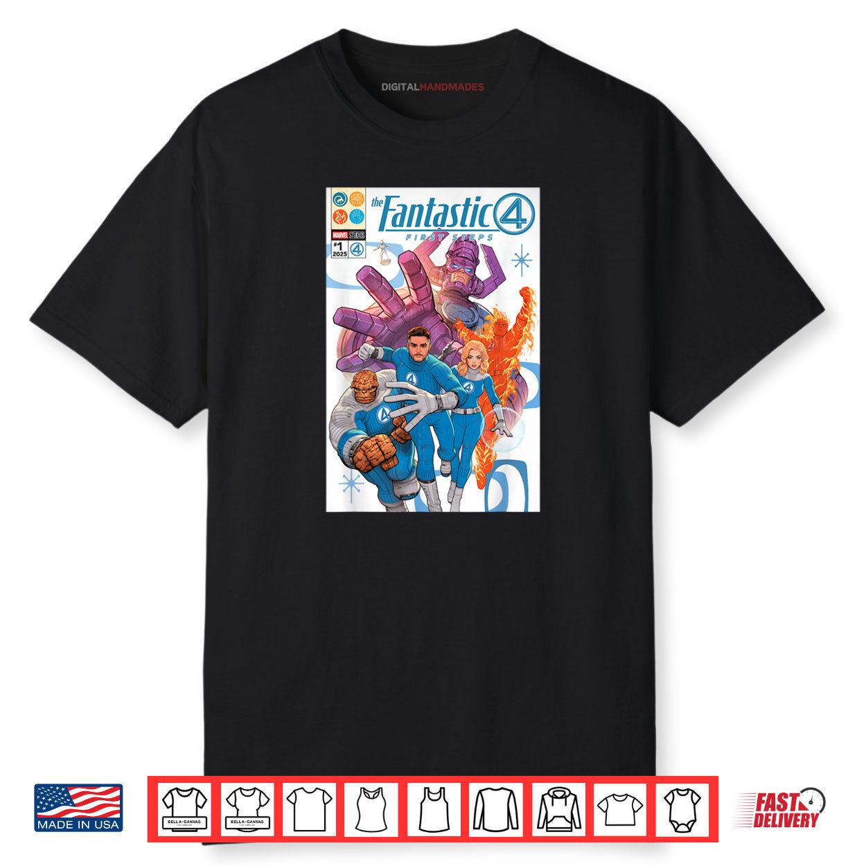 Marvel The Fantastic Four First Steps Comic Book Cover Art Shirt Marvel The Fantastic Four First Steps Comic Book Cover Art Shirt