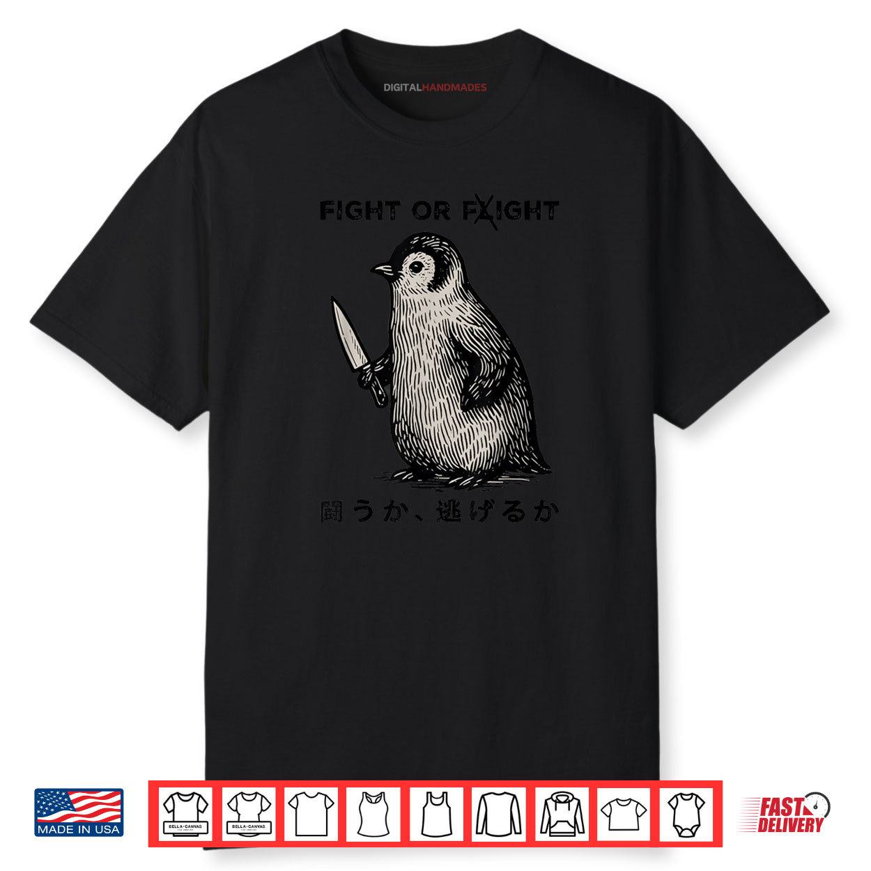 Fight Or Flight Meme Penguin With Knife Funny Shirt Fight Or Flight Meme Penguin With Knife Funny Shirt