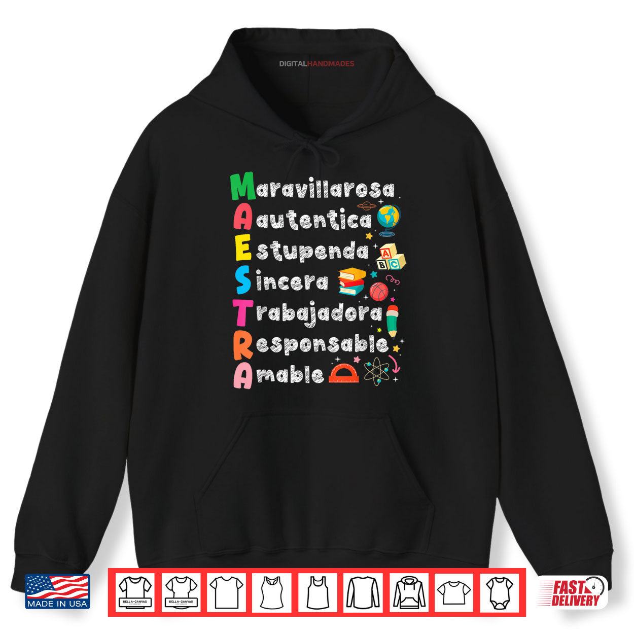 Maestra Acronym Spanish Teacher Back To School Latina Shirt 2 Hoodie Maestra Acronym Spanish Teacher Back To School Latina Shirt digitalhandmades