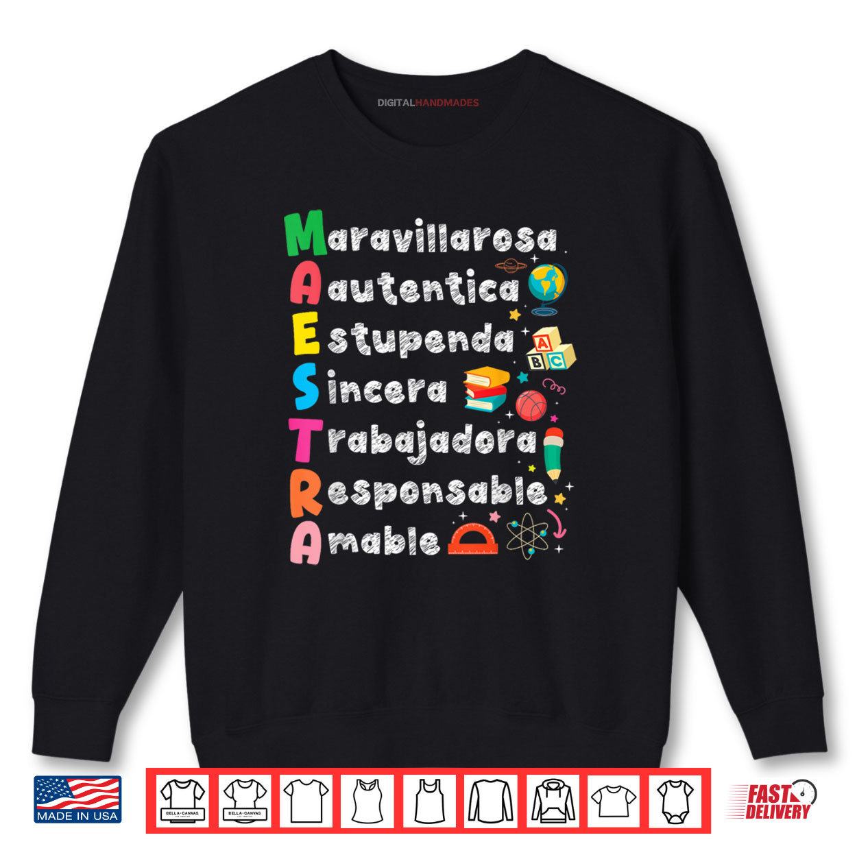 Maestra Acronym Spanish Teacher Back To School Latina Shirt 1 Sweatshirt Maestra Acronym Spanish Teacher Back To School Latina Shirt digitalhandmades
