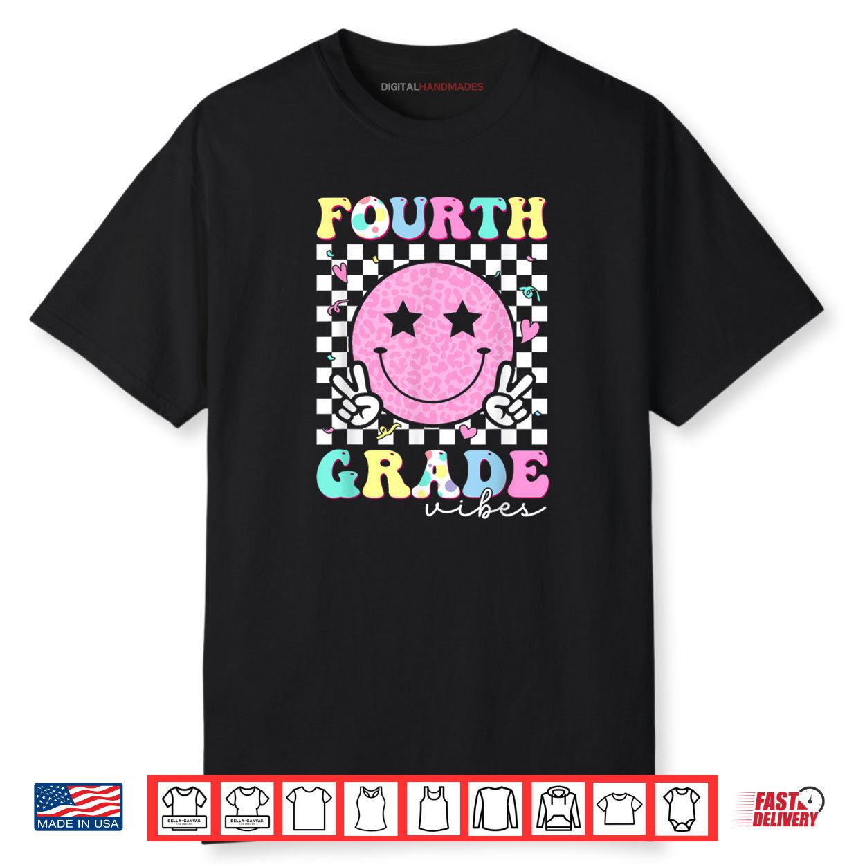 Fourth Grade Vibes Smile Face Funny Back to School Girl Kids Shirt Fourth Grade Vibes Smile Face Funny Back to School Girl Kids Shirt