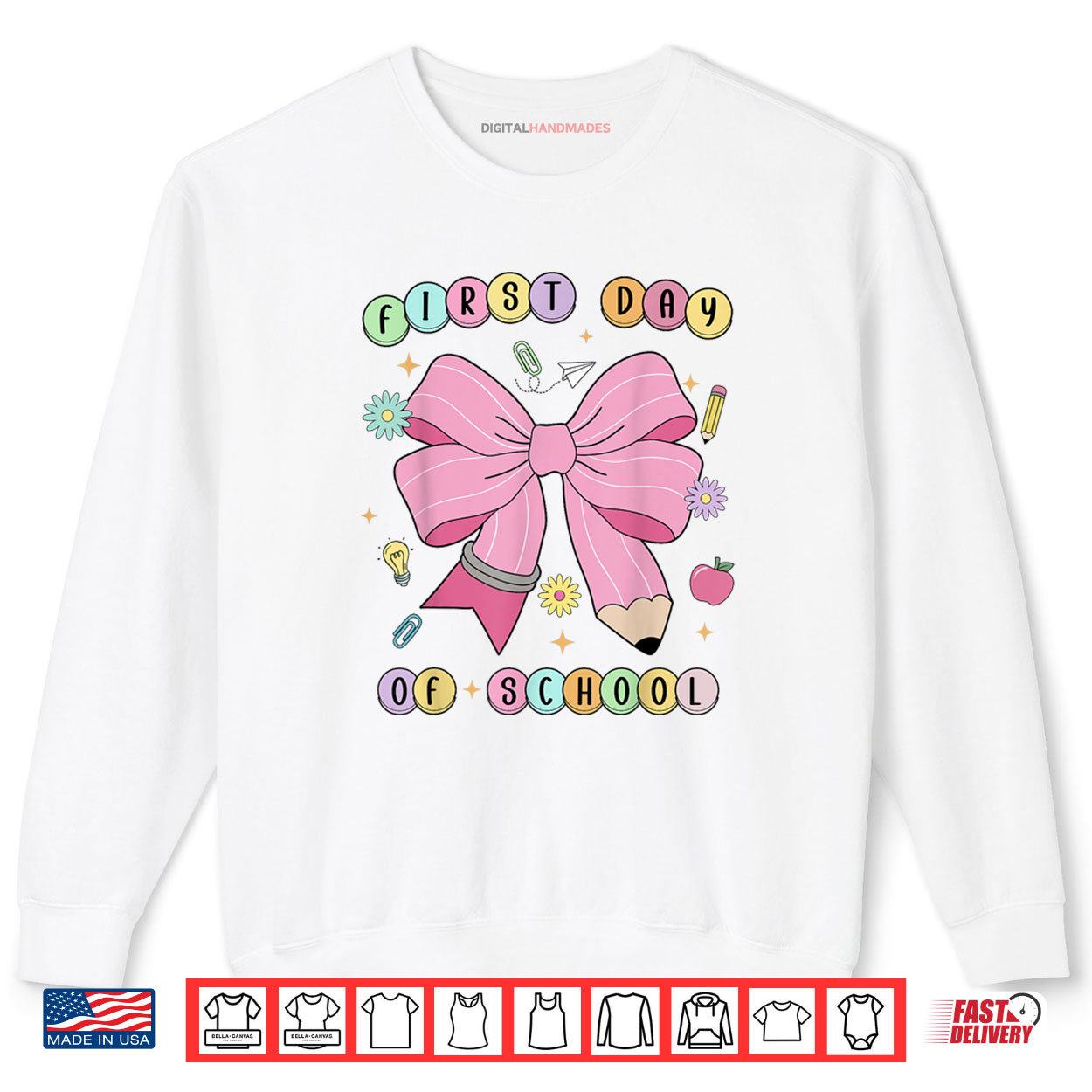 First Day Of School Teachers Pencil Bow Back To School Kids Shirt 1 Sweatshirt First Day Of School Teachers Pencil Bow Back To School Kids Shirt digitalhandmades