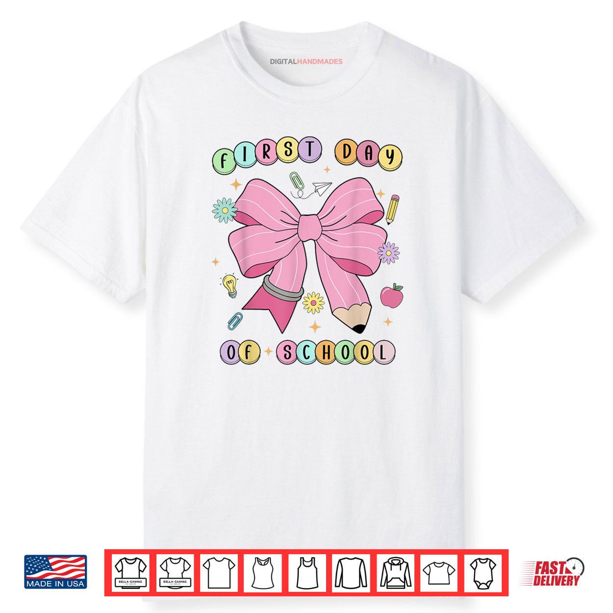 First Day Of School Teachers Pencil Bow Back To School Kids Shirt