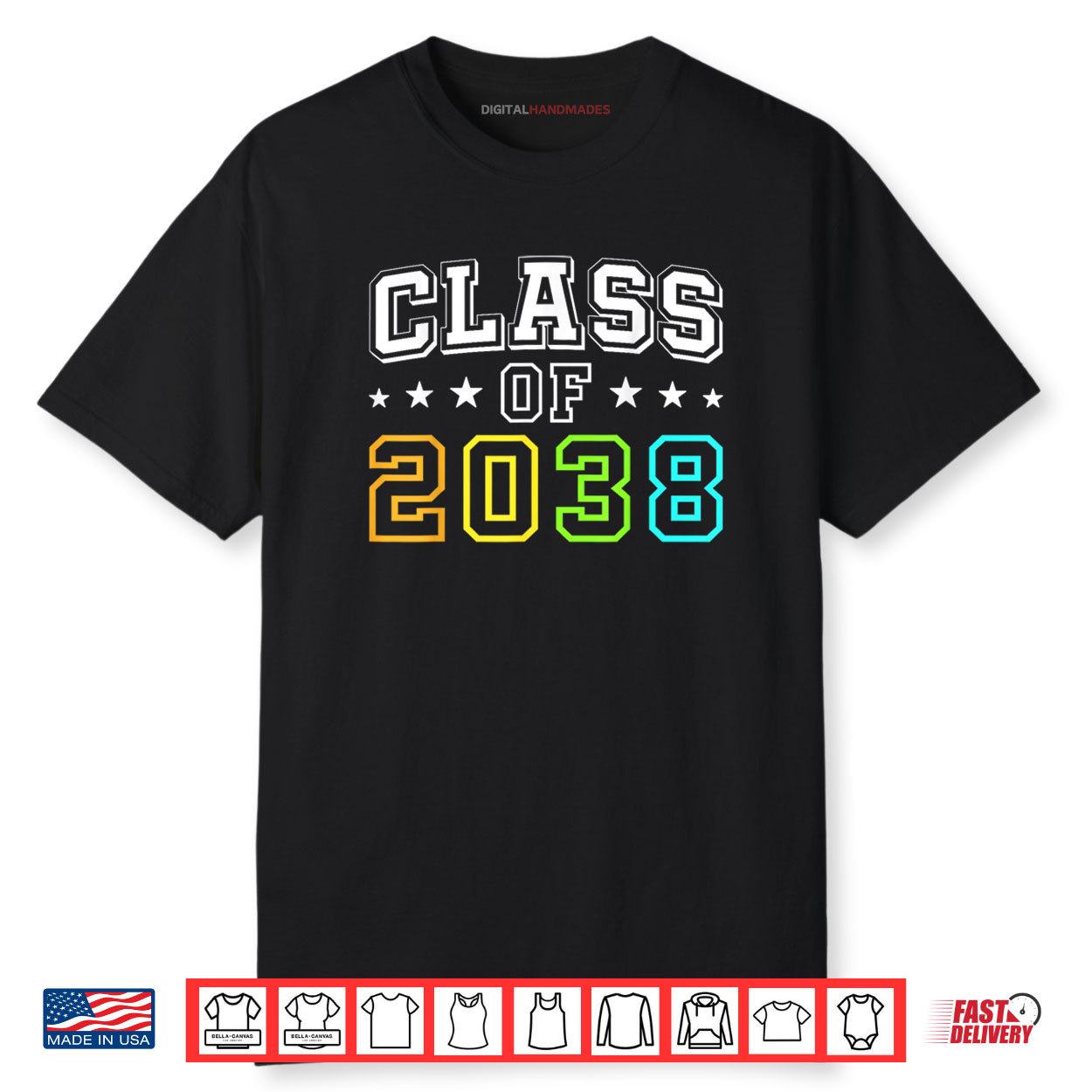 Class of 2038 First Day of Kindergarten Kids Teachers Shirt Class of 2038 First Day of Kindergarten Kids Teachers Shirt