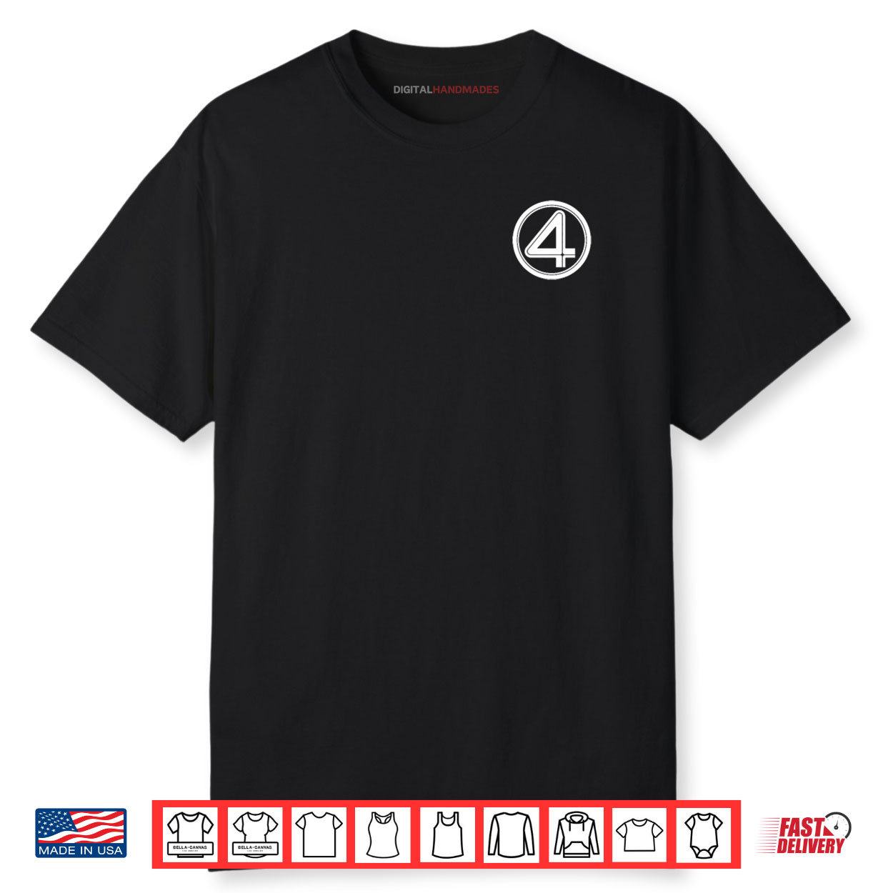 Marvel The Fantastic Four First Steps Left Pocket 4 Logo Shirt