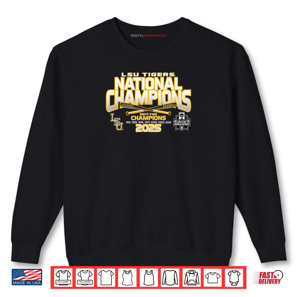 LSU Tigers Baseball National Champs 2025 MCWS Homerun Shirt 1 Sweatshirt LSU Tigers Baseball National Champs 2025 MCWS Homerun Shirt digitalhandmades