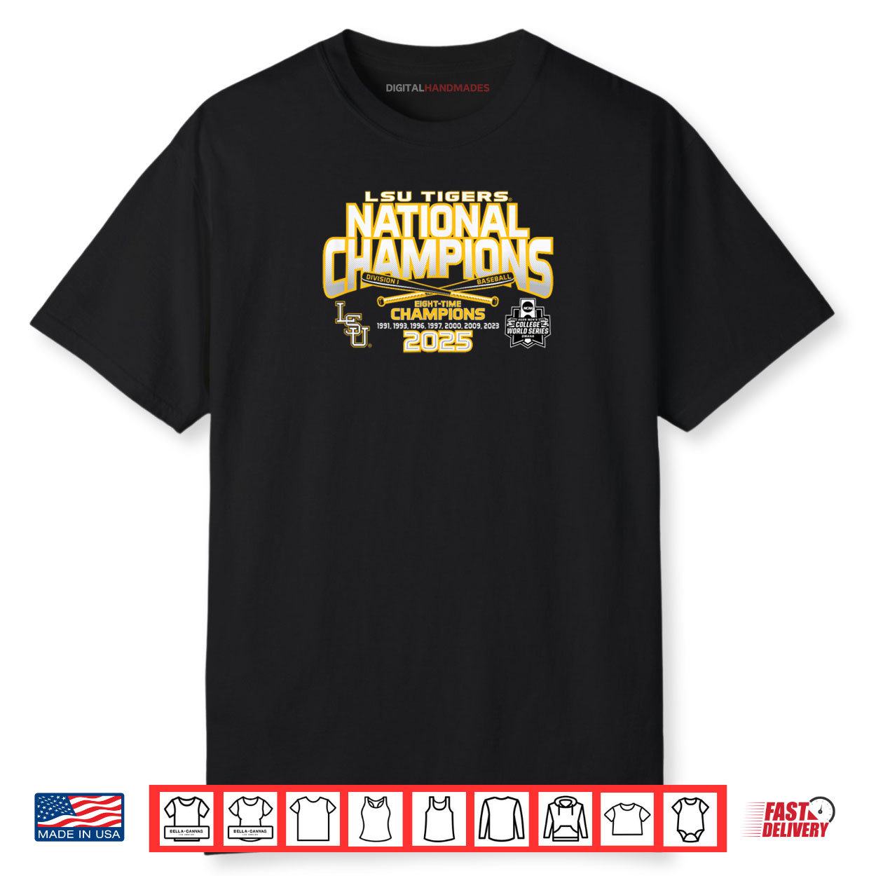 LSU Tigers Baseball National Champs 2025 MCWS Homerun Shirt LSU Tigers Baseball National Champs 2025 MCWS Homerun Shirt
