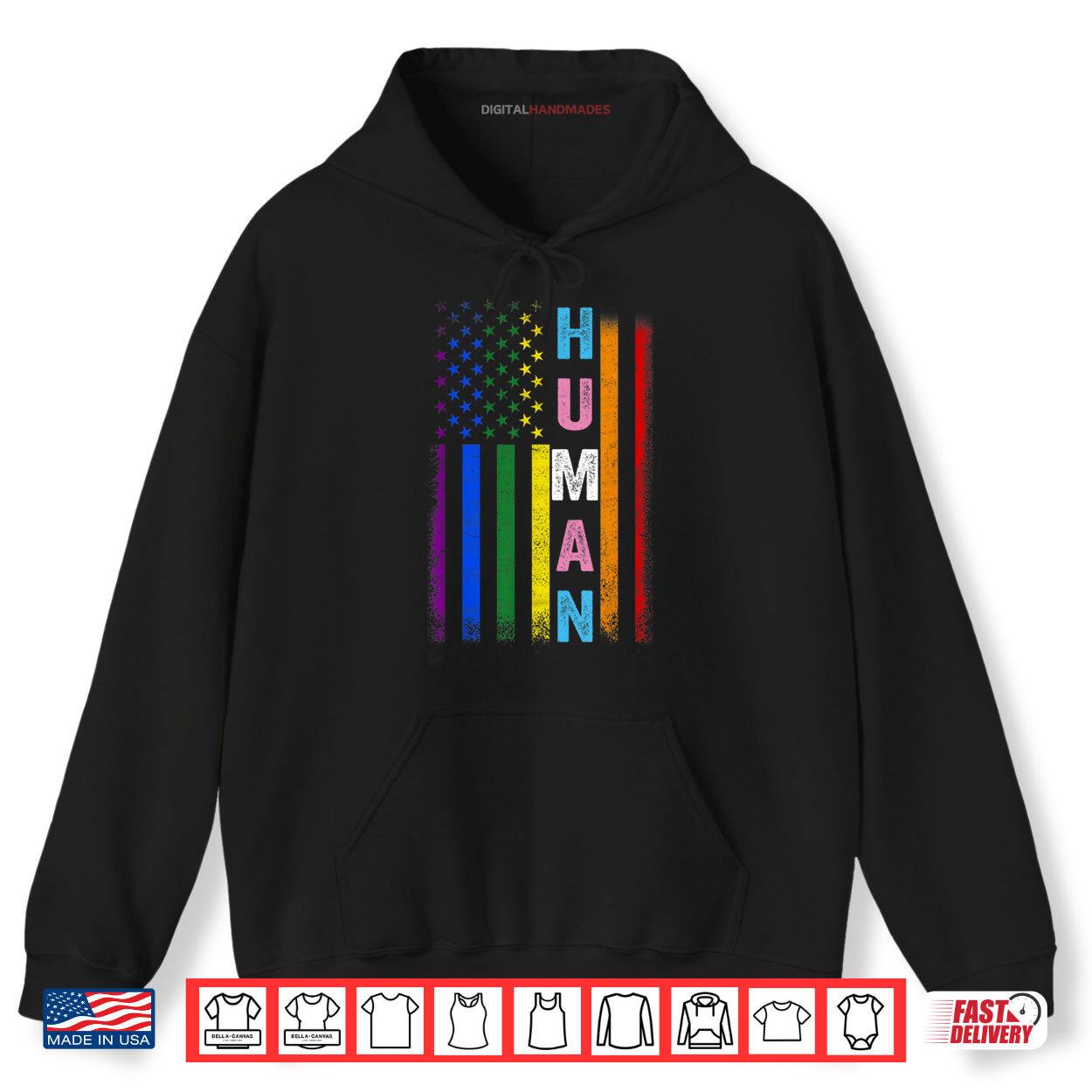 HUMAN LGBT American Flag LGBTQ Rainbow Pride Month Shirt 2 Hoodie HUMAN LGBT American Flag LGBTQ Rainbow Pride Month Shirt digitalhandmades
