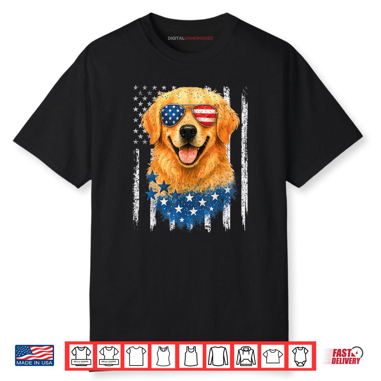 American Flag Golden Retriever USA Retro 4th Of July Shirt American Flag Golden Retriever USA Retro 4th Of July Shirt