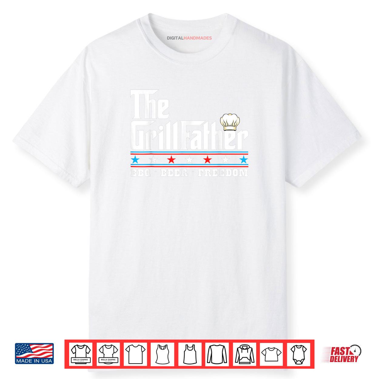 The Grillfather USA 4th Of July BBQ Beer Freedom Grill Chef Shirt