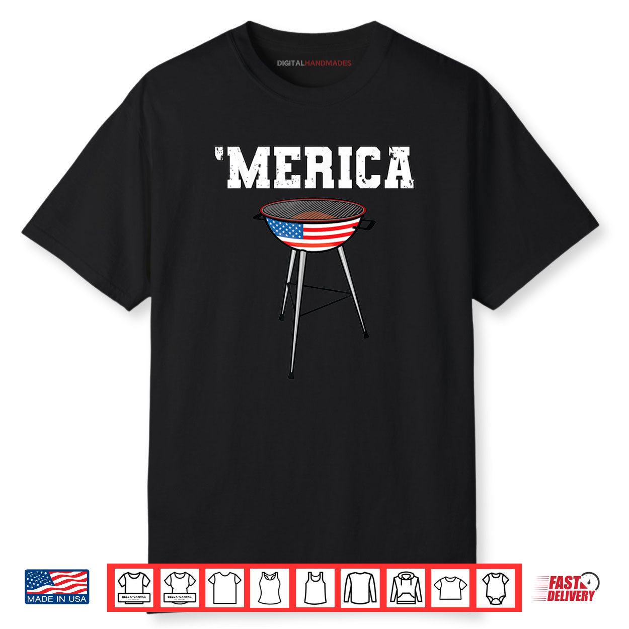 Grill Merica Barbecue BBQ American Grandpa Dad 4th of July Shirt