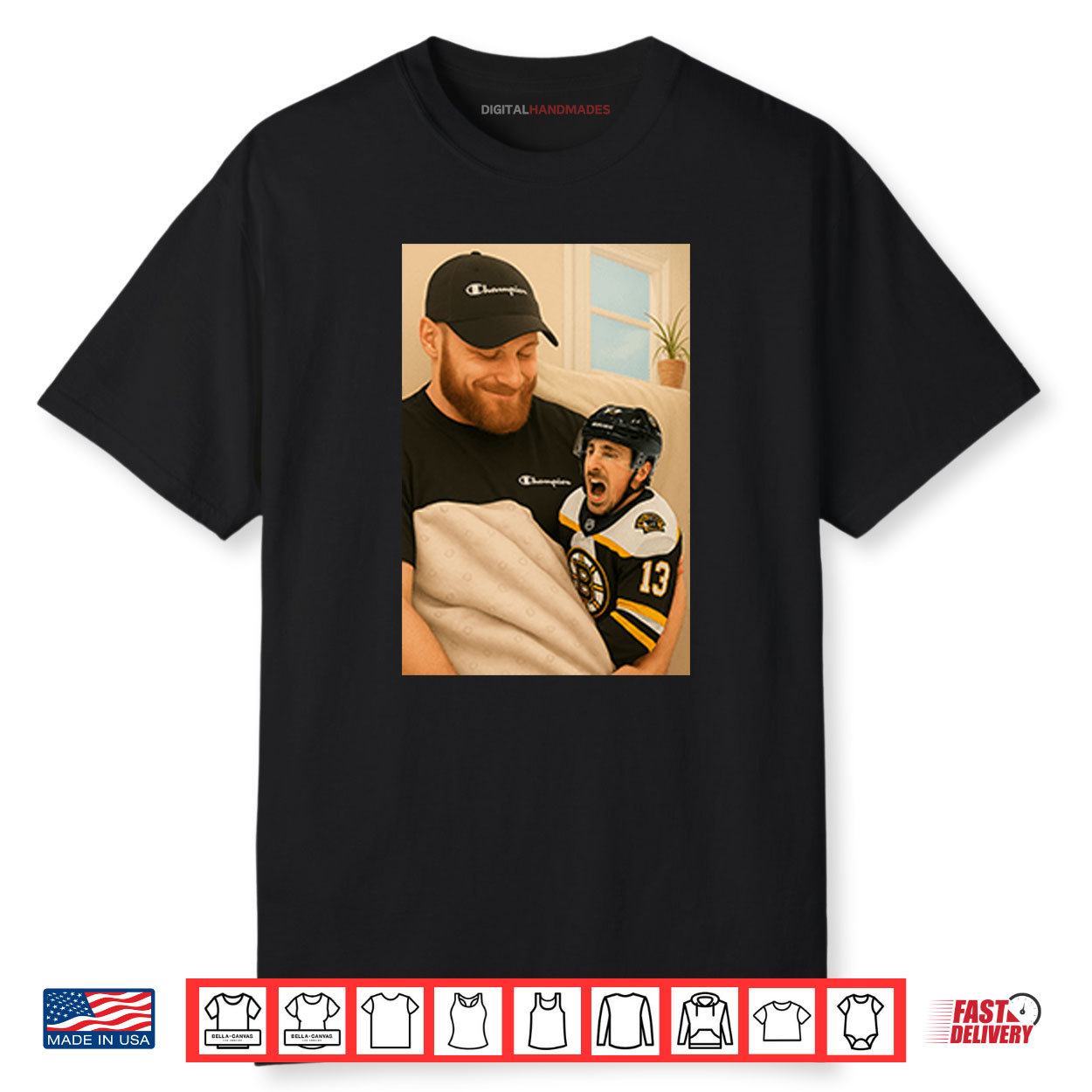 Sam Bennett Holding A Crying Marchand Shirt