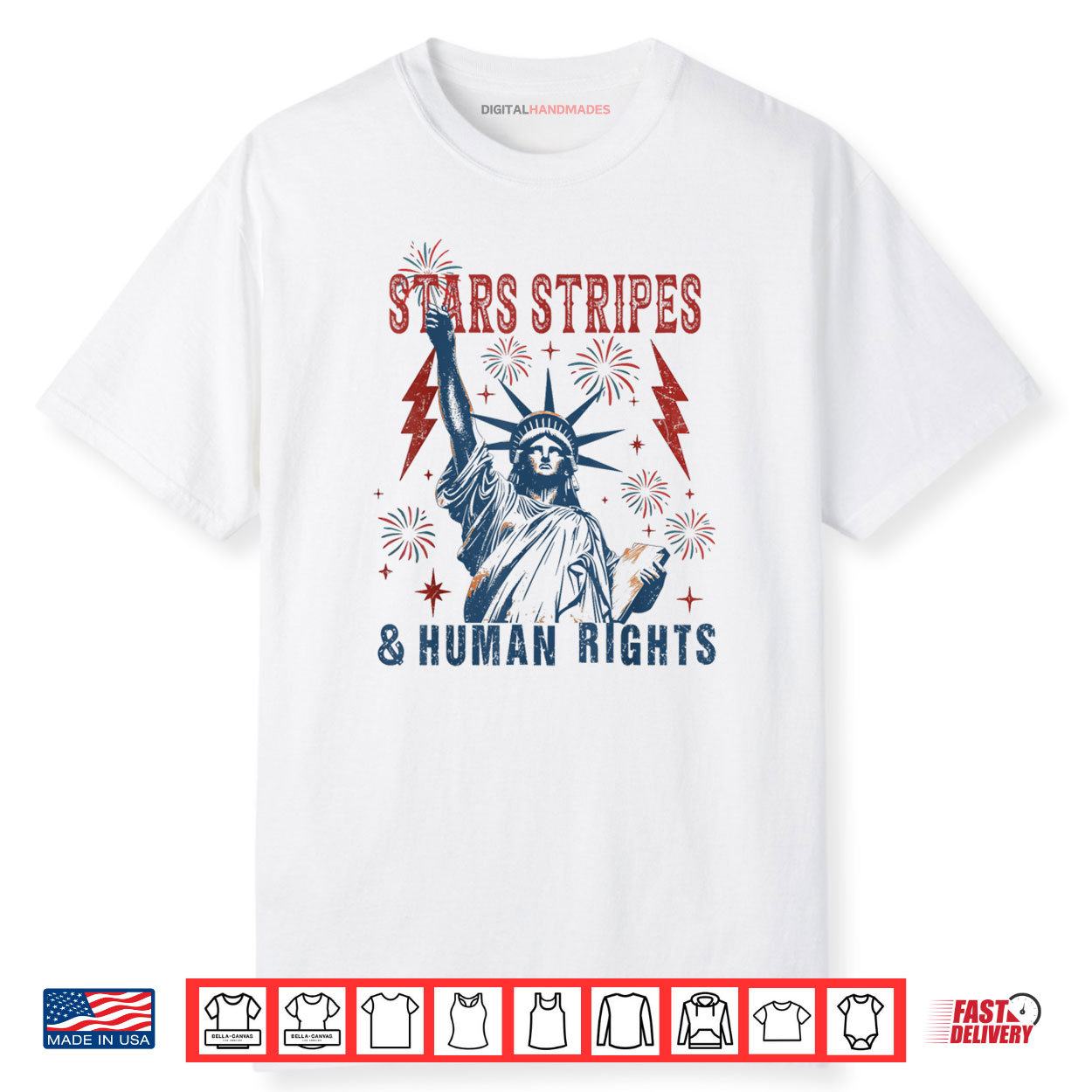Stars Stripes And Human Rights Funny 4th Of July Political Shirt
