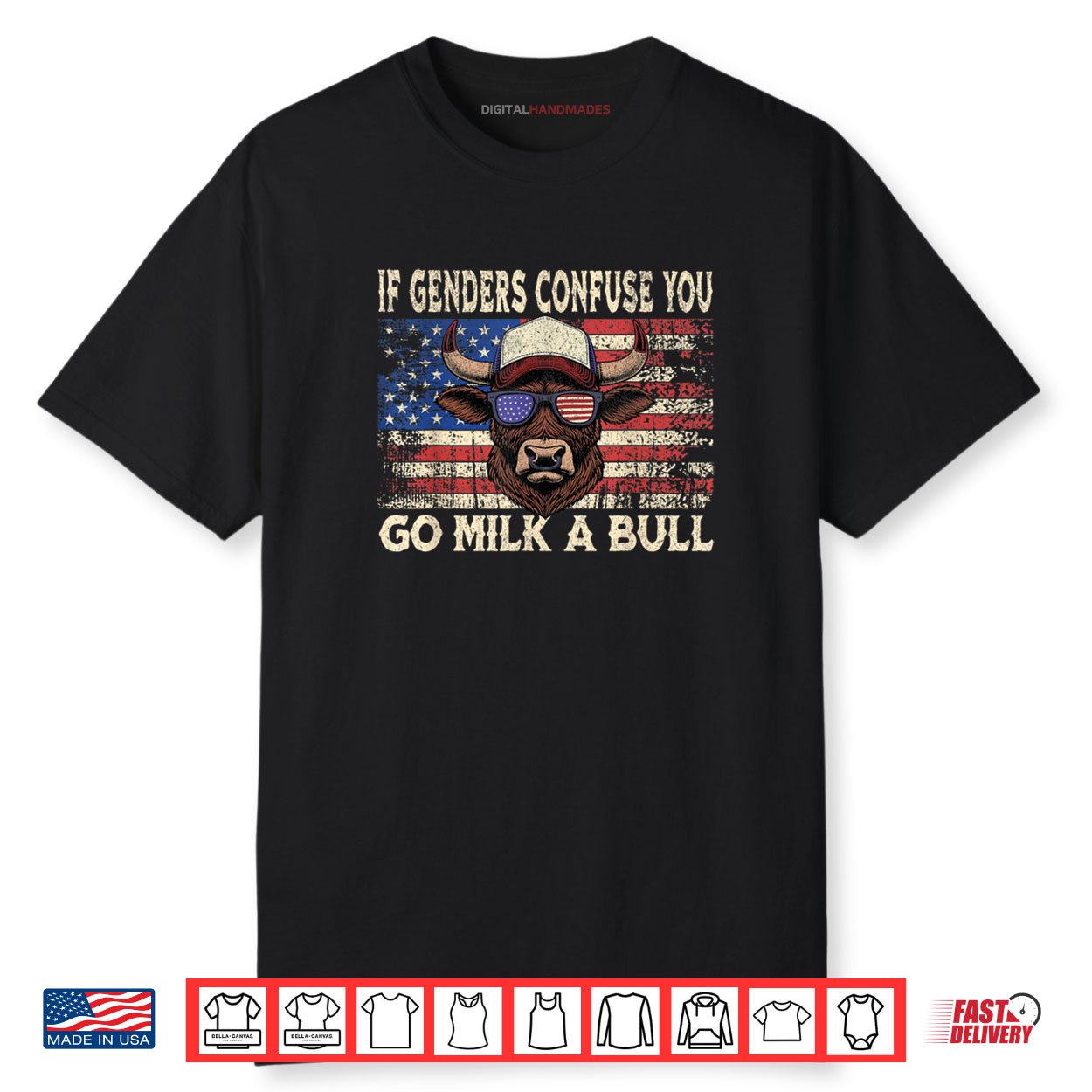 If Genders Confuse You Go Milk A Bull USA Flag American Shirt