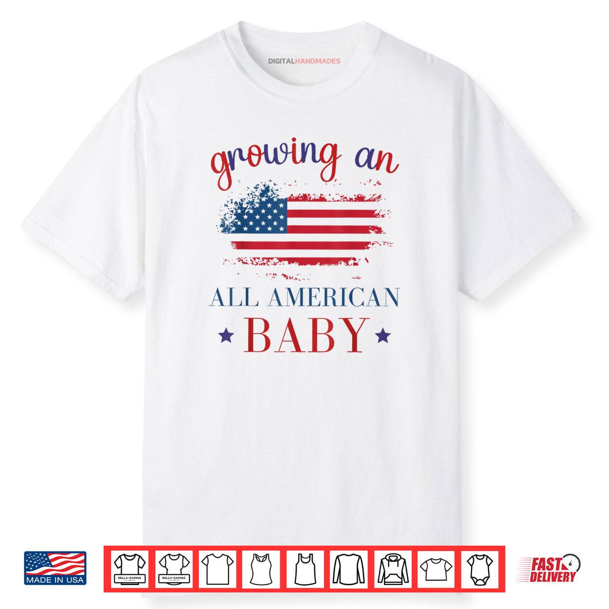 Growing An All American Baby Pregnancy Announcement Shirt