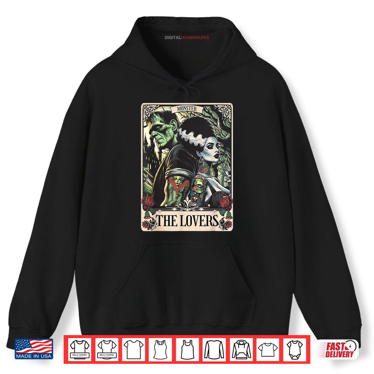 The Monster Frankenstein And Bride The Lovers Tarot Card Shirt 2 Hoodie The Monster Frankenstein And Bride The Lovers Tarot Card Shirt digitalhandmades