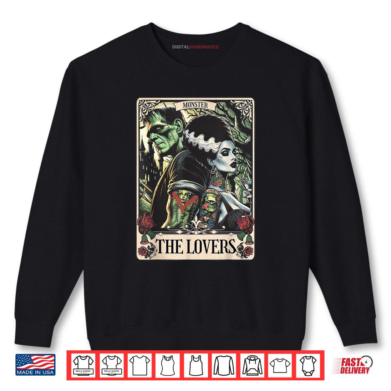 The Monster Frankenstein And Bride The Lovers Tarot Card Shirt 1 Sweatshirt The Monster Frankenstein And Bride The Lovers Tarot Card Shirt digitalhandmades