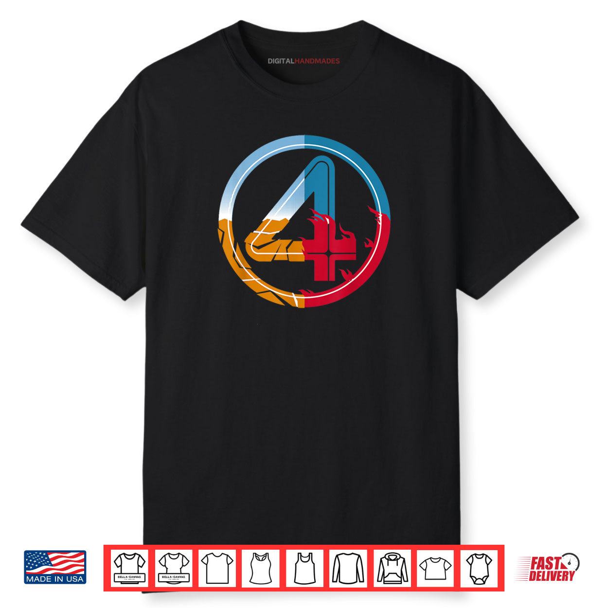 Marvel The Fantastic Four First Steps Super Powered 4 Logo Shirt