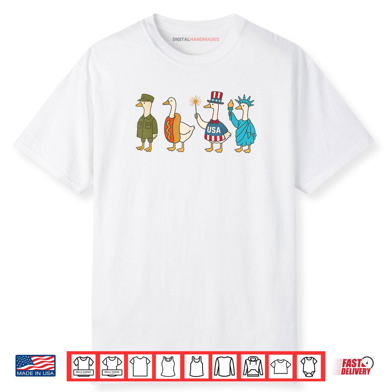 Fourth of July Goose American Flag USA Memorial Day Shirt