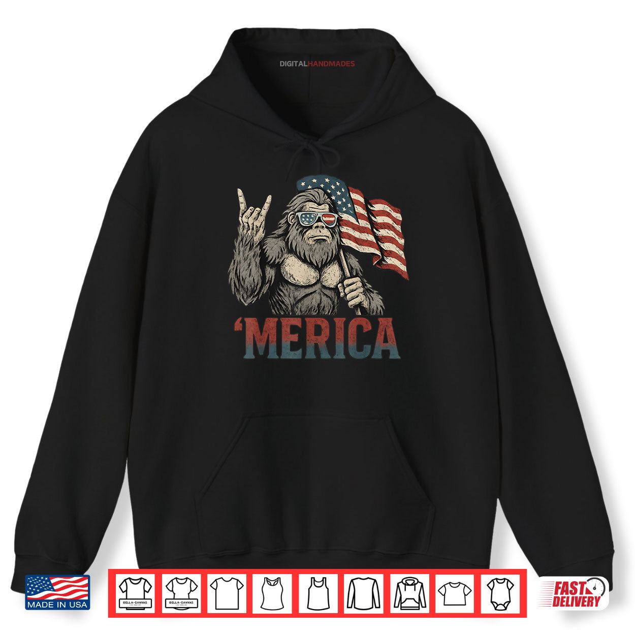 Bigfoot Merica Rock American Flag Patriotic USA 4th Of July Shirt 2 Hoodie Bigfoot Merica Rock American Flag Patriotic USA 4th Of July Shirt digitalhandmades