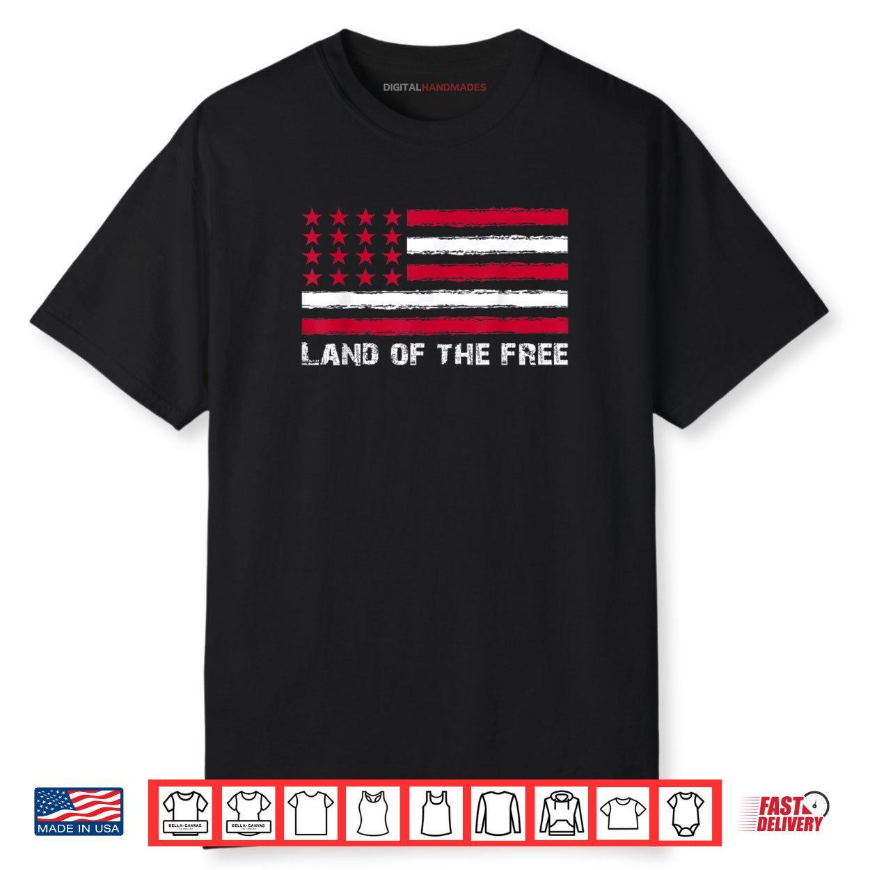 US Flag Land of the Free America 4th of July Shirt