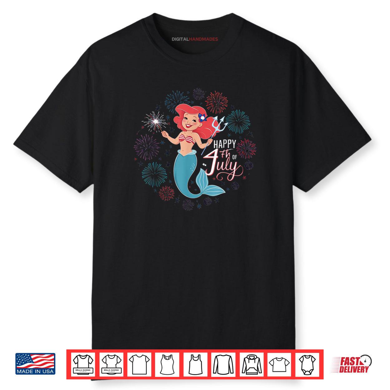 Patriotic Happy 4th of July Mermaid Cute Shirt