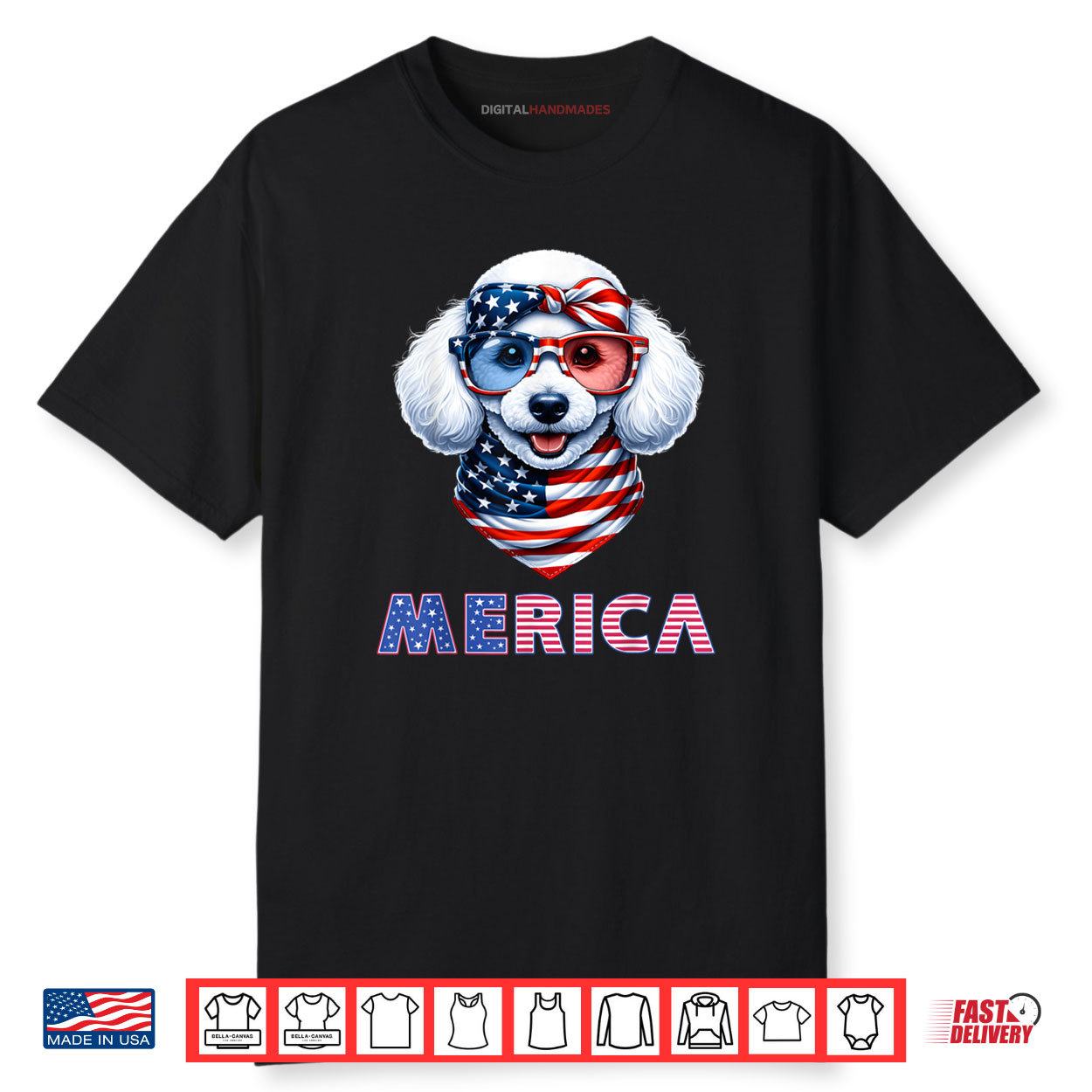 Merica Poodle American Flag Patriotic 4th Of July Shirt