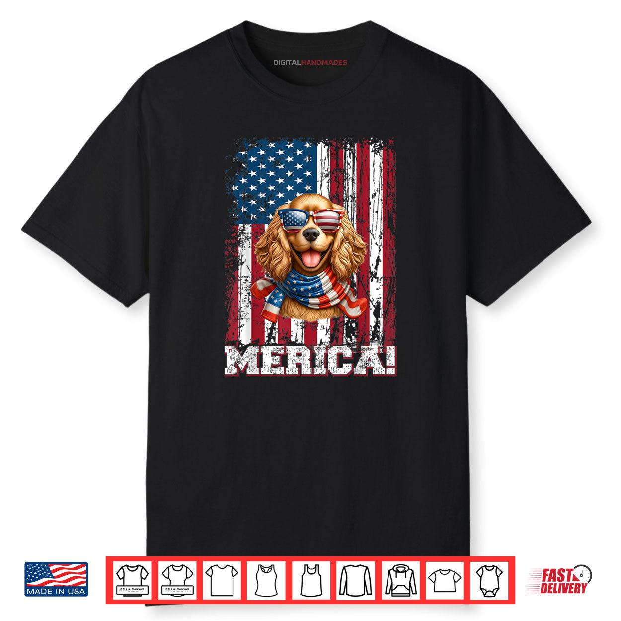 Cocker Spaniel Lover US Flag 4th Of July Patriotic Shirt