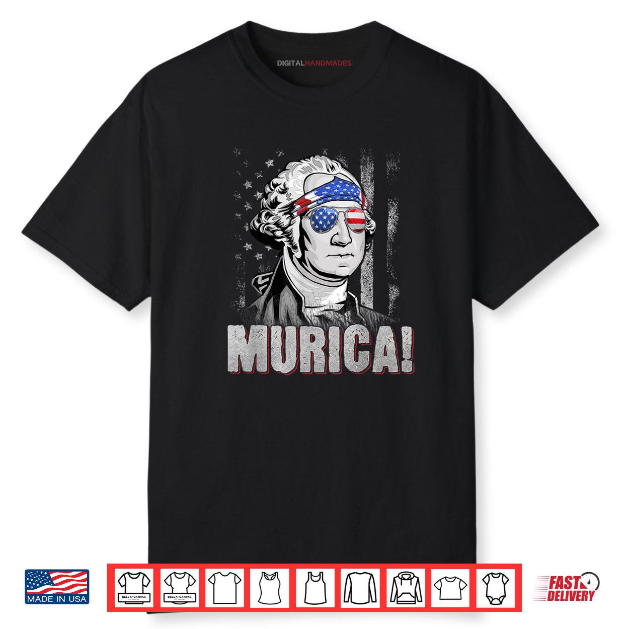 American Flag Murica Patriotic 4th of July George Washington Shirt