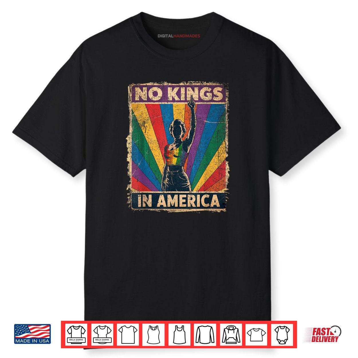 Funny No Kings In America LGBT Retro Shirt