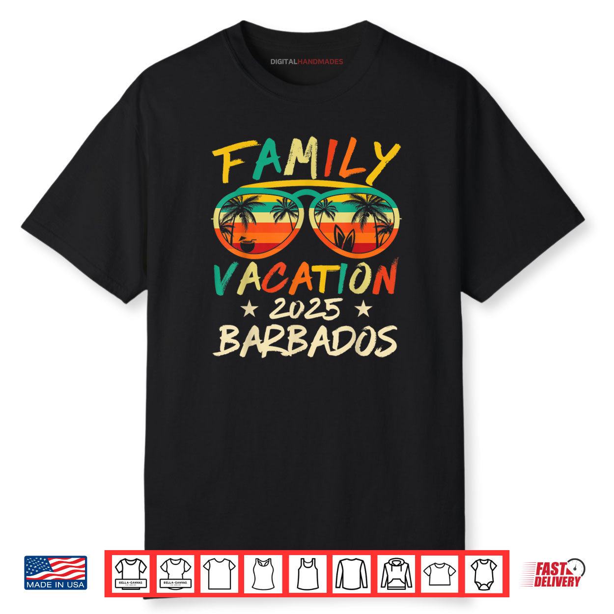 Retro Family Vacation 2025 Barbados Trip Matching Group Cool Shirt