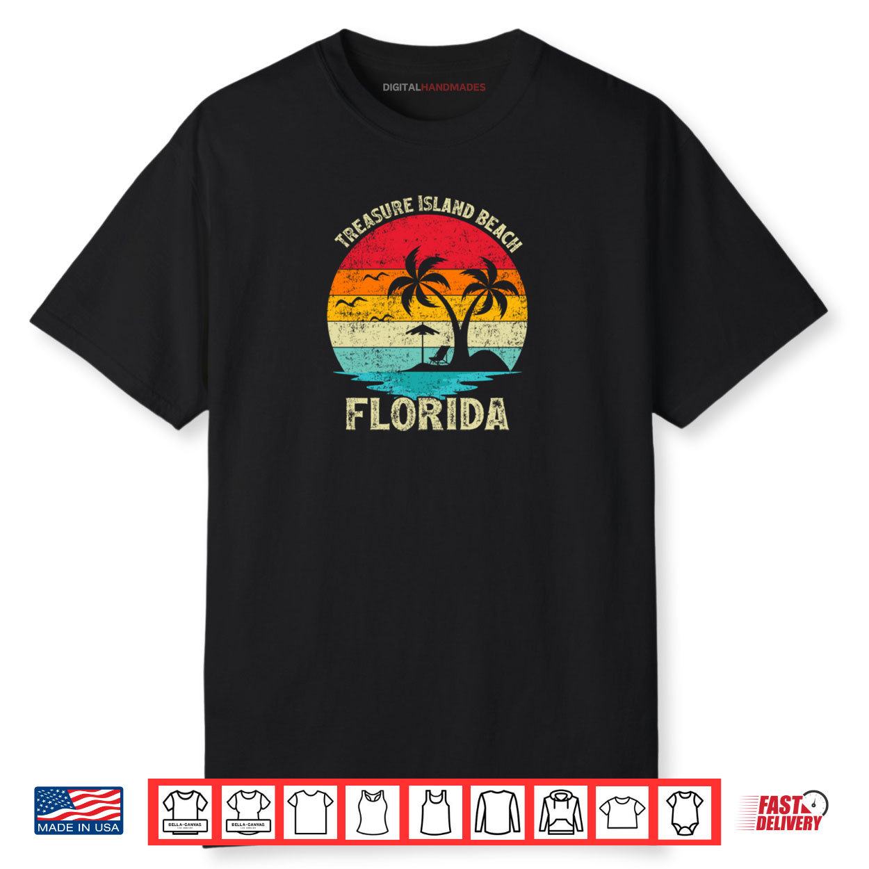 Family Vacation Vintage Retro Florida Treasure Island Shirt