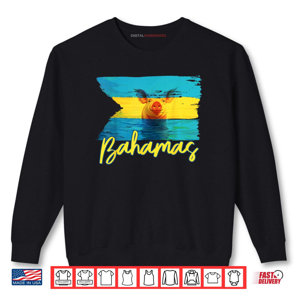 Bahamas Swimming Pig Flag Beach Caribbean Vacation Family Shirt 1 Sweatshirt Bahamas Swimming Pig Flag Beach Caribbean Vacation Family Shirt