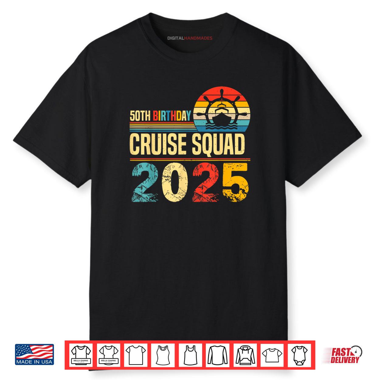 50th Birthday Cruise Squad 2025 Matching Family Vacation Shirt