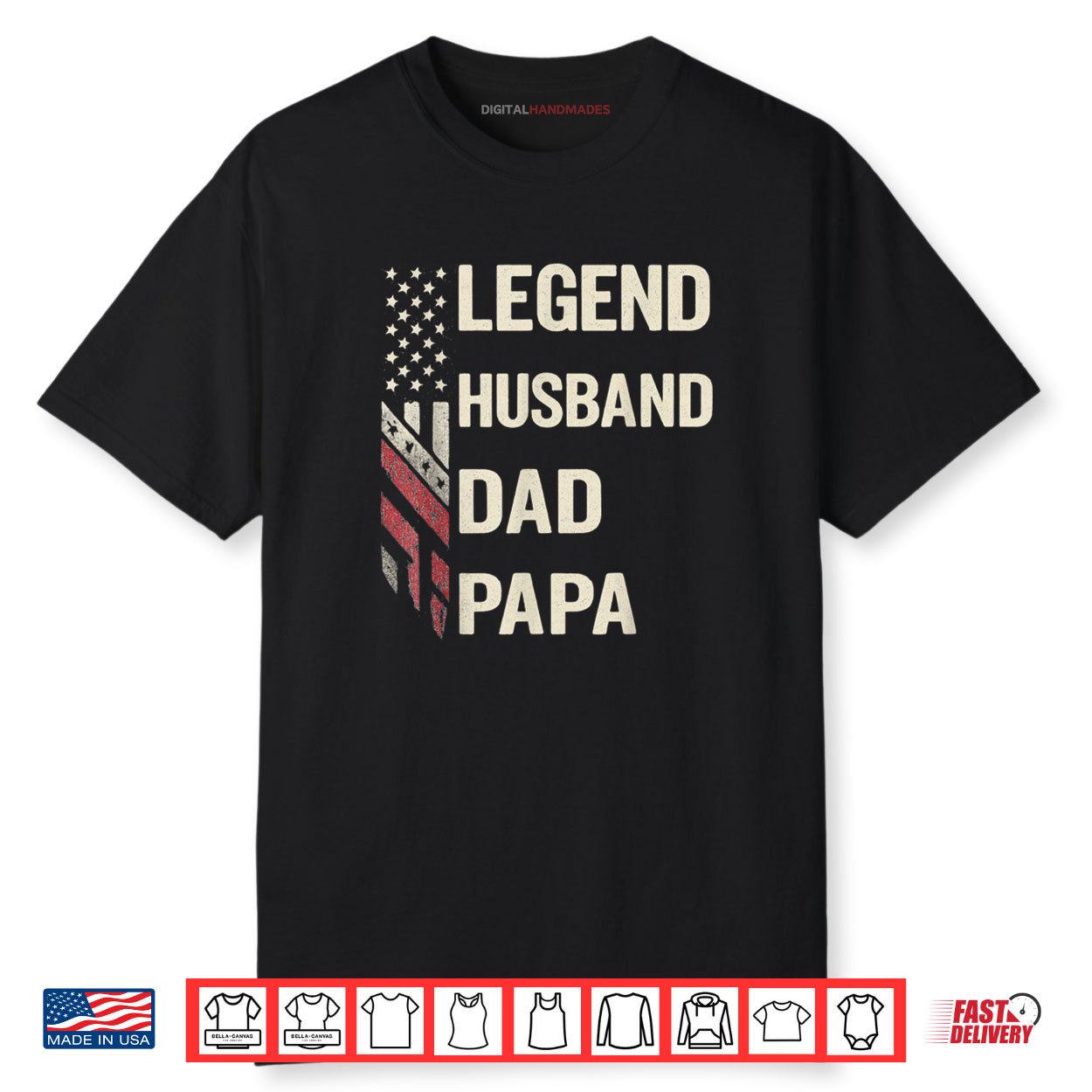 Legend Husband Dad Papa Vintage American Flag Fathers Day Shirt