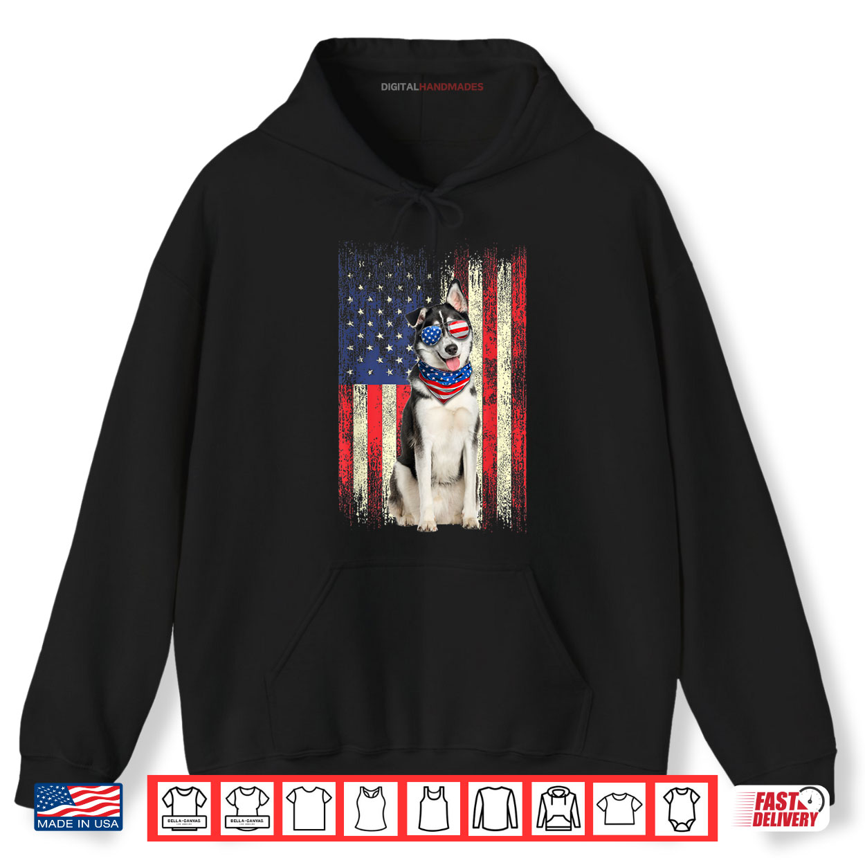 Patriotic Gamer Red White Blue 4th of July Video Game Shirt 2 Hoodie Siberian Husky American Flag 4th Of July Patriotic Dog Lover Shirt